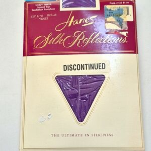 Vintage Hanes Silk Reflections Violet Purple Control Top Pantyhose AB 80s 90s